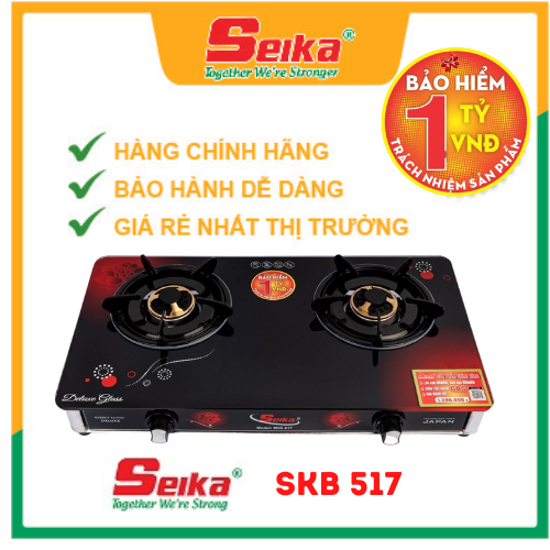 Bếp gas đôi mặt kính seika skb 517