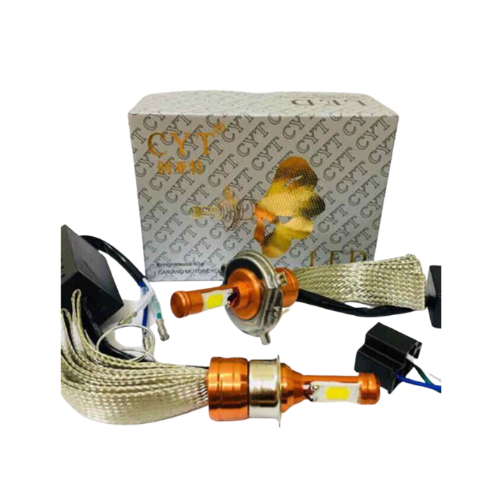 Đèn pha led CYT siêu sáng chân H4 M5 lắp mọi dòng xe máy ô tô sử dụng điện máy và điện bình