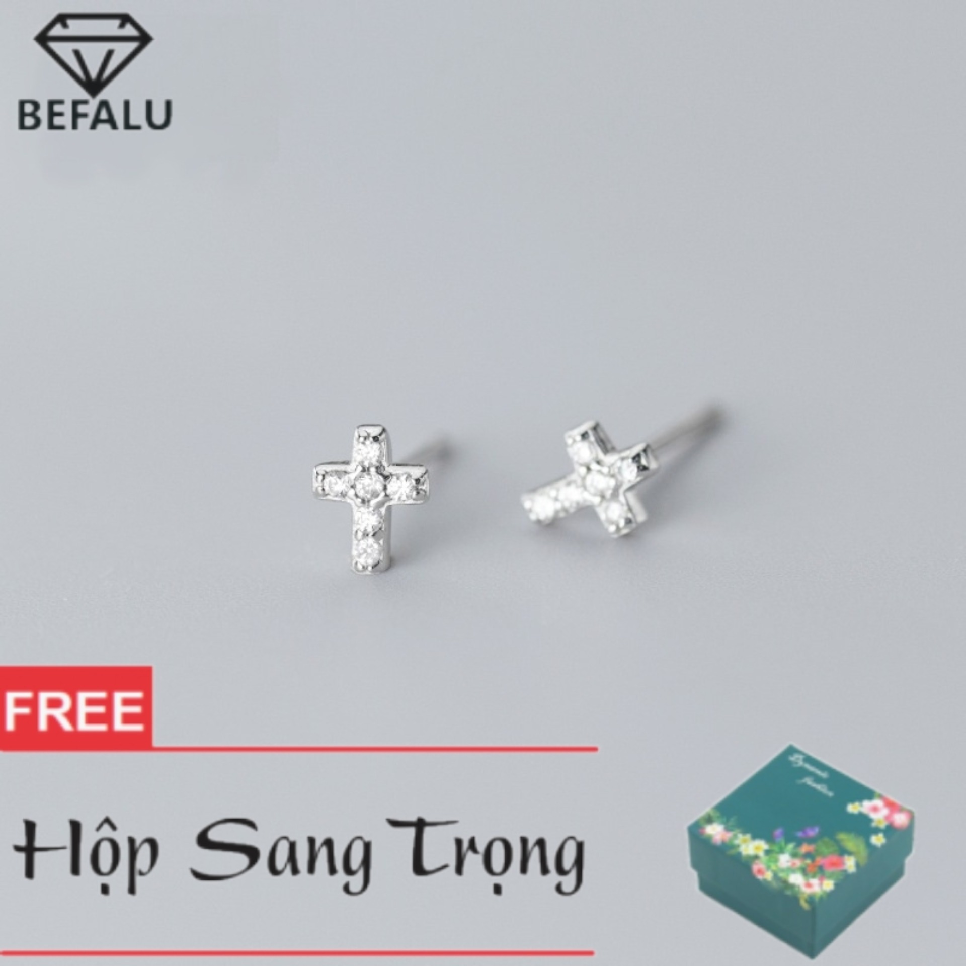 Bông tai nữ dễ thương bạc s925 thánh giá phong cách hàn quốc bt17, khuyên tai nữ bạc