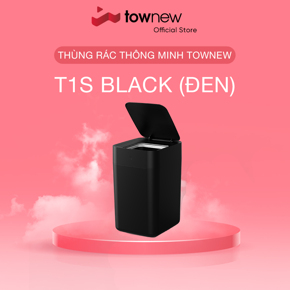 Thùng rác thông minh townew t1s black - thùng rác cảm ứng - tự động đóng mở nắp - tự động hàn túi - bản quốc tế - tặng kèm 1 khay rác