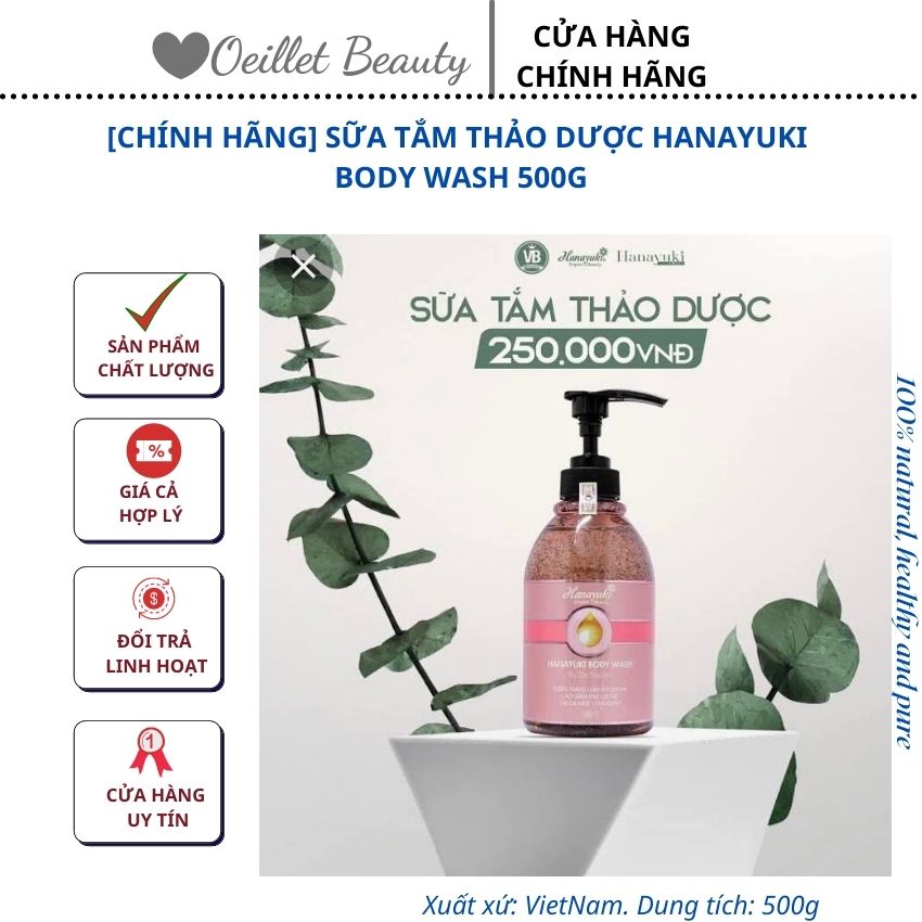Sữa Tắm Thảo Dược Hanayuki Body Wash 500g - Oeillet Beauty Shop