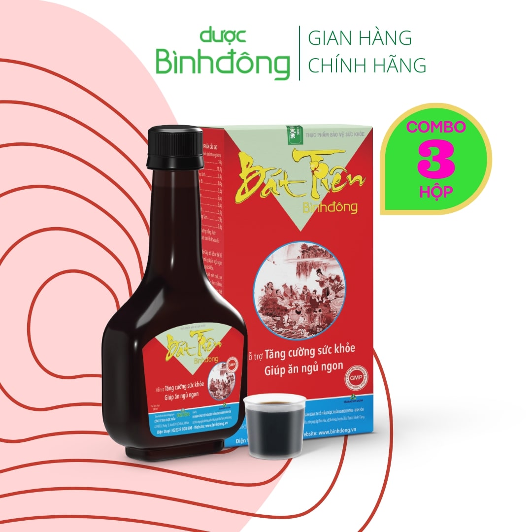 Combo 3 chai Bát tiên Bình Đông - Giúp bồi bổ cơ thể, tăng cường sức khỏe, ăn ngon ngủ sâu - chai 280ml