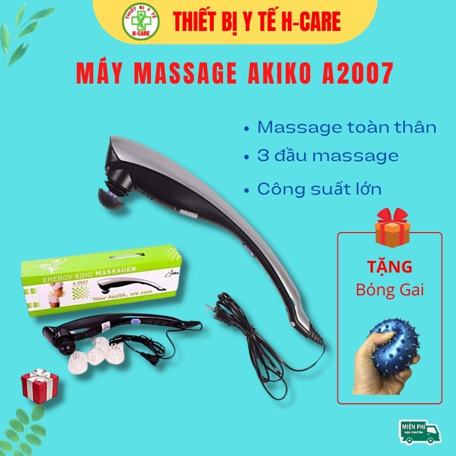Máy massage cầm tay 3 đầu King Akiko A-2007 công nghệ Nhật bản - Dụng cụ mát xa toàn thân thon gọn cơ thể, thư giãn tăng cường sức khỏe [TBYT H-Care]