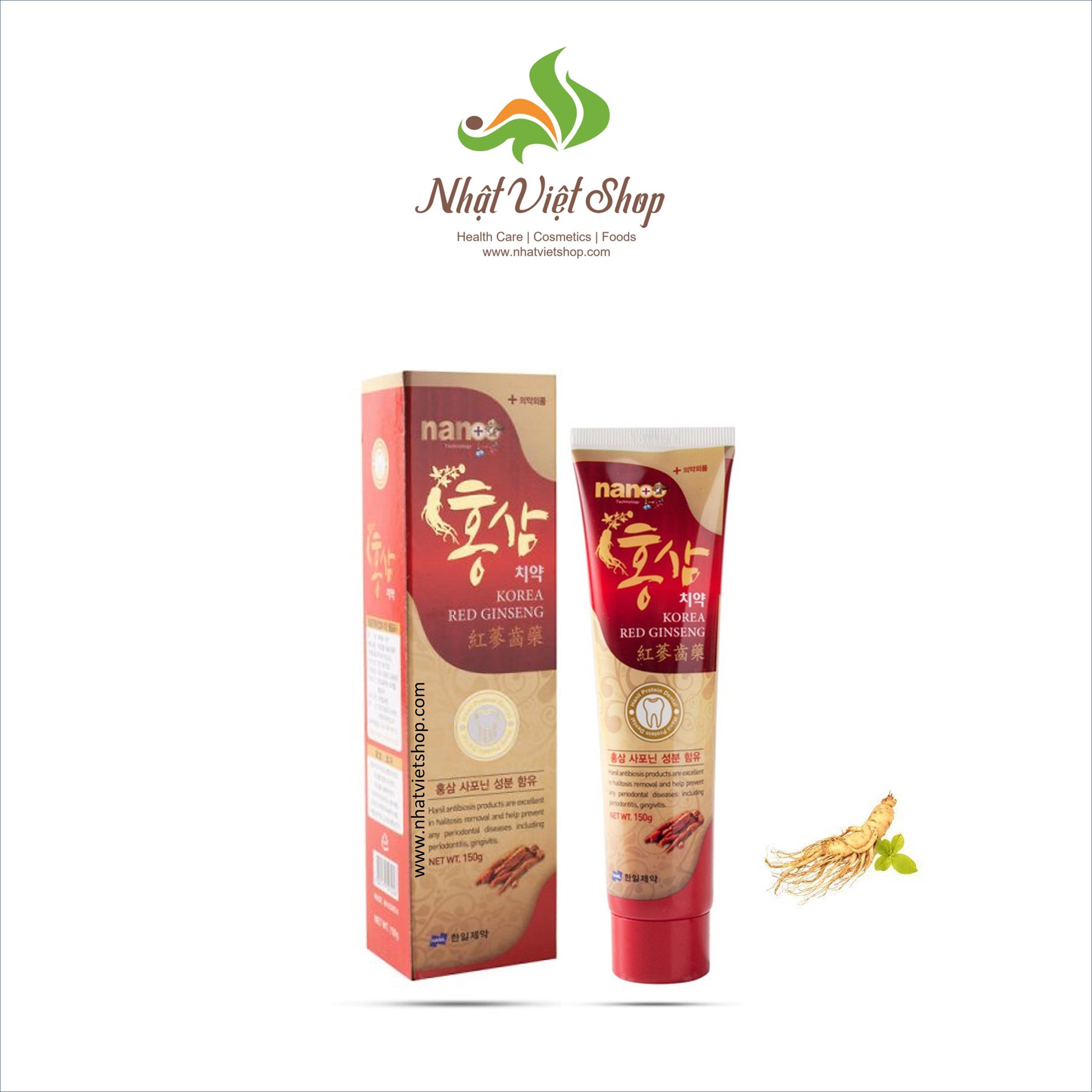 Combo 03 Tuýt Kem đánh răng Nano chiết xuất Hồng Sâm Red Ginseng