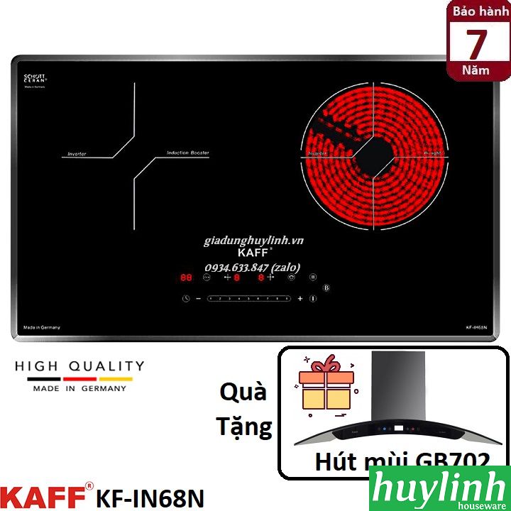 Bếp điện từ kaff kf-ih68n - made in germany - tặng kèm hút mùi gb702