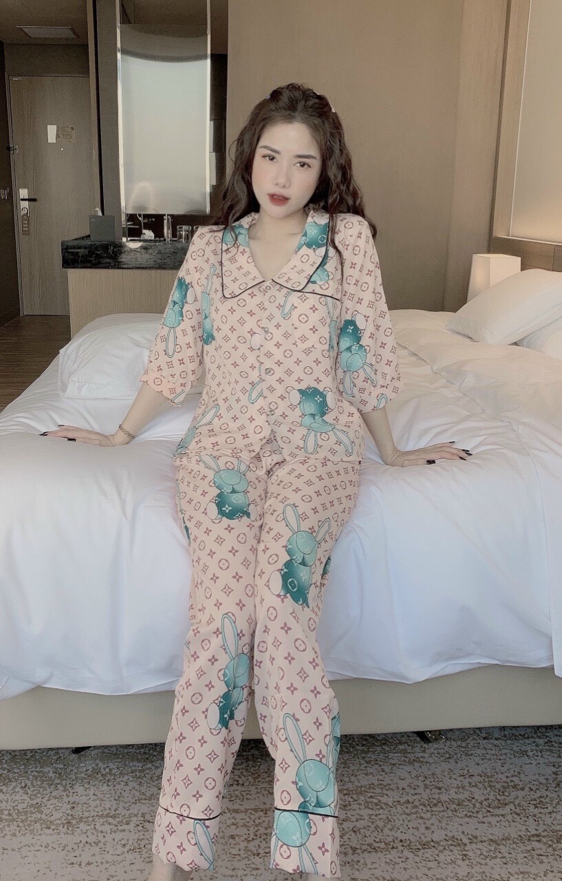 Bộ pijama tay lỡ lụa Mango cao cấp