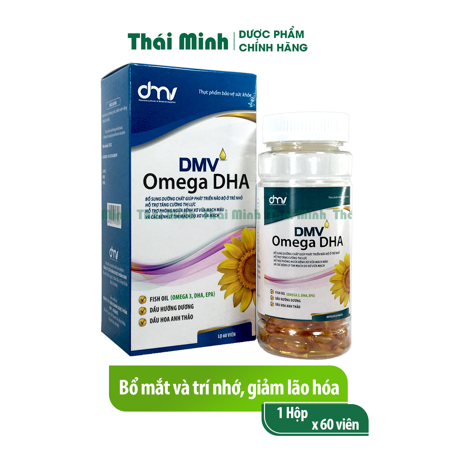 Bổ sung omega 3 dha từ dầu cá, và dầu hoa anh thảo - omega dmv hộp 60 viên, bổ mắt, tim mạch, ngừa lão hóa
