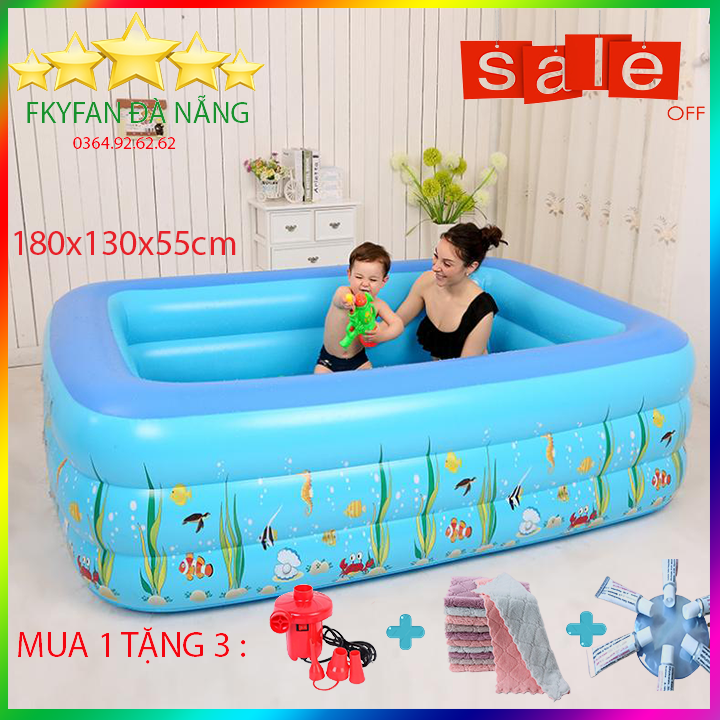 Bể 1m8 [Tặng Bơm Điện+ Keo Và Miếng Vá Bể ]Bể Bơi Trẻ Em 1m8 Hồ Bơi Trong Nhà, Mua Ngay Bể Phao Bơi Intex 3 Tầng Cao Cấp 2020,Chất Liệu Dày Dặn,Kiểu Dáng Đẹp,Độ Bền Cao - BB1m8BĐ