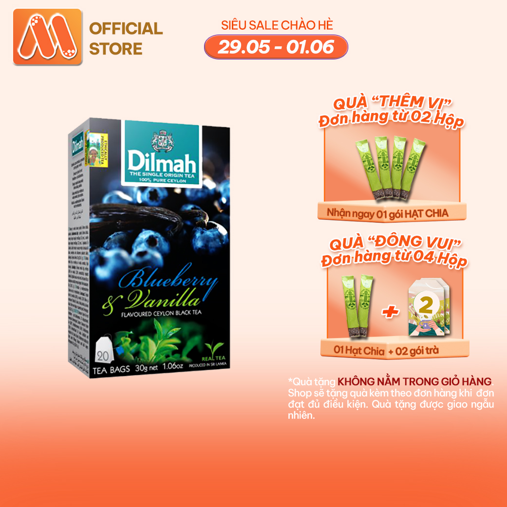Trà dilmah vị việt quốc & vanilla - blueberry & vanilla 30g