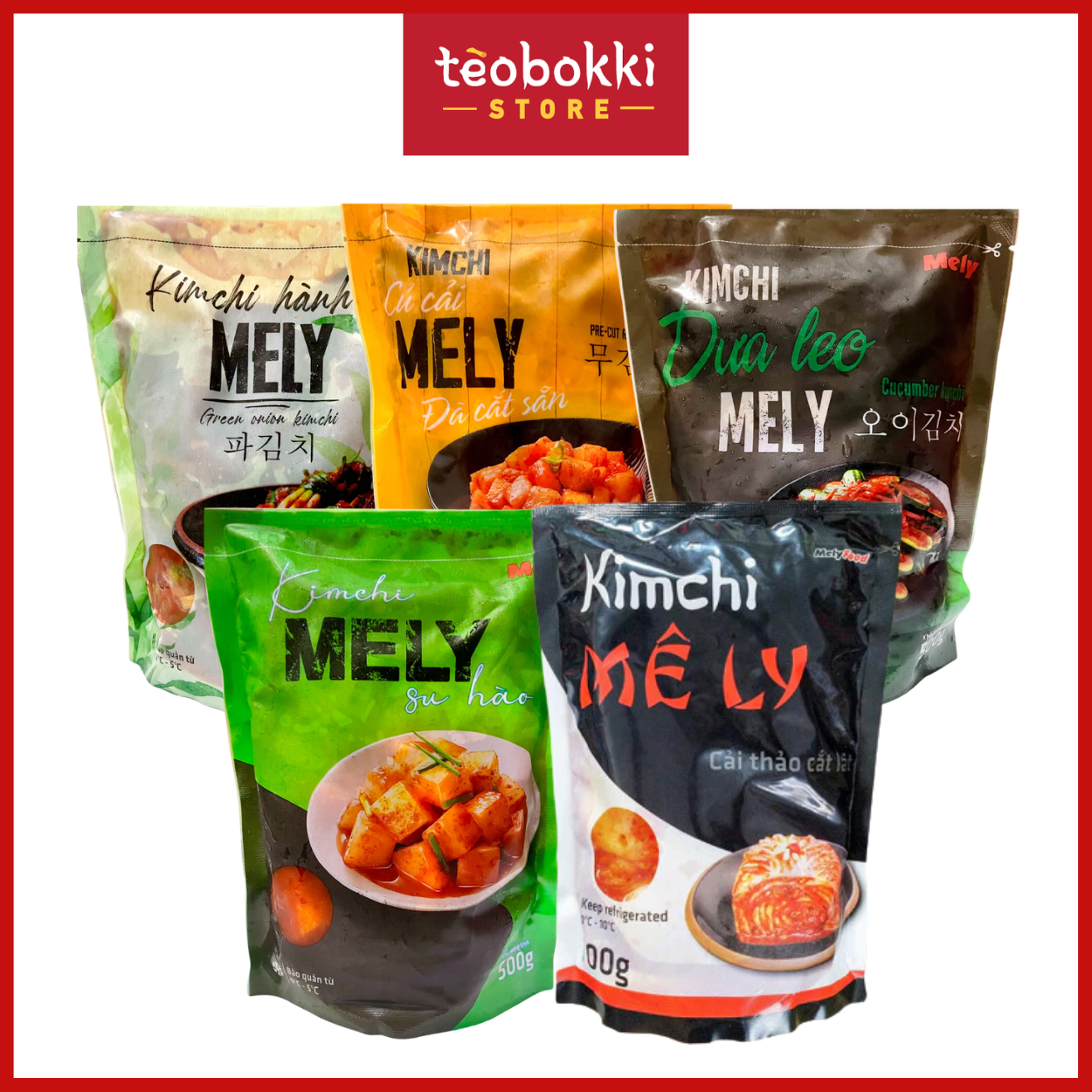 Kim chi cải thảo, kim chi củ cải, kim chi hành lá, kim chi dưa leo hộp 500g, bịch 700g Melyfood