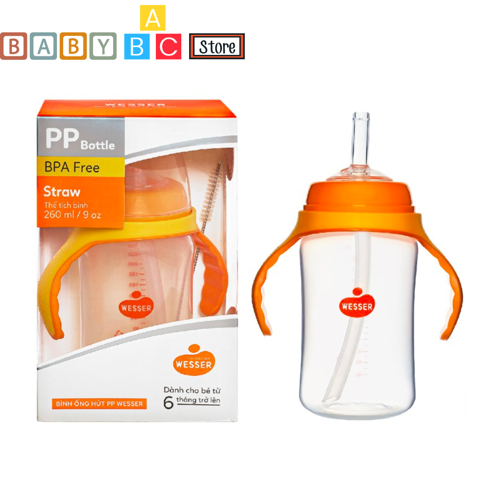 Bình ống hút wesser cổ rộng nhựa pp cao cấp dung tích 260ml