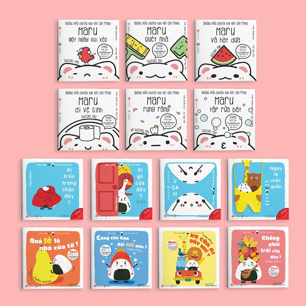 Sách - combo 14 quyển ehon nhật bản maru và giri chú bé cơm nắm - ehon cho bé 0 - 6 tuổi