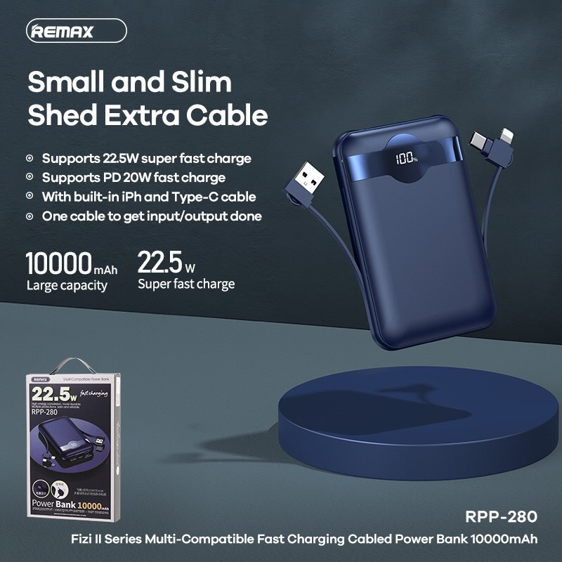 Pin sạc dự phòng remax rpp-280 10000mah qc3.0+pd 22.5w