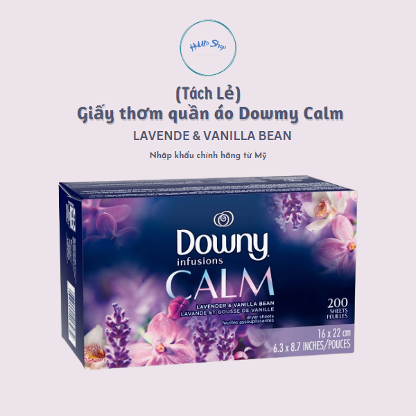 Hộp 200 tờ giấy thơm áo quần Downy Infusions Fabric Softener Dryer Sheets Lavender & Vanilla Bean (Mỹ)