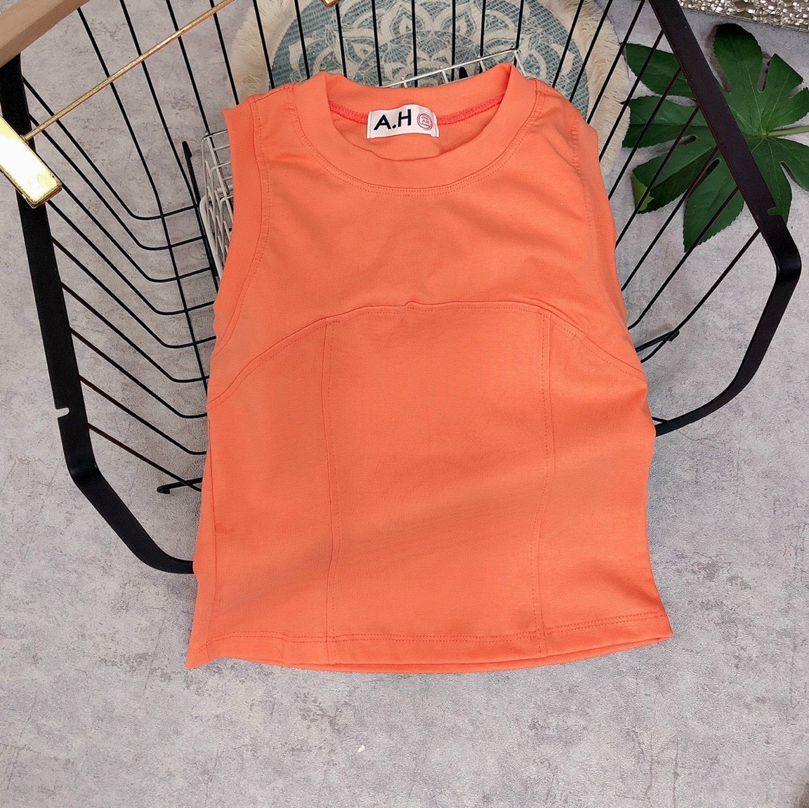 Áo thun ôm body sát nách nữ viền ngực