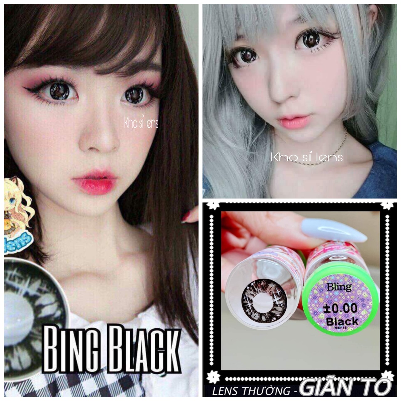 [Siêu phẩm] Lens đen long lanh giãn tròng to ( HSD 12 tháng) tặng kèm khay