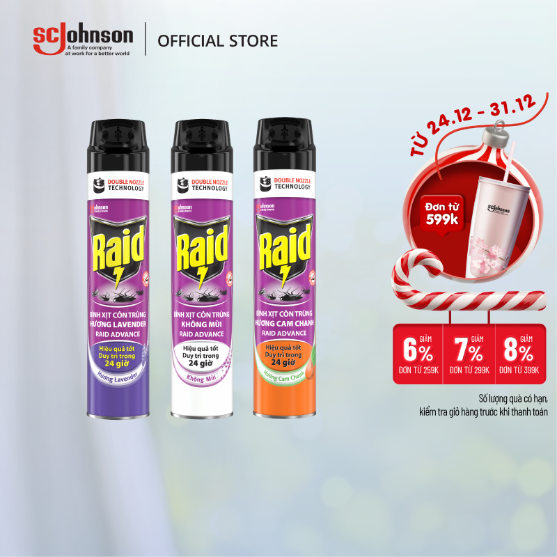  RAID Bình Xịt Côn Trùng Bảo Vệ Dài Lâu 520ml 