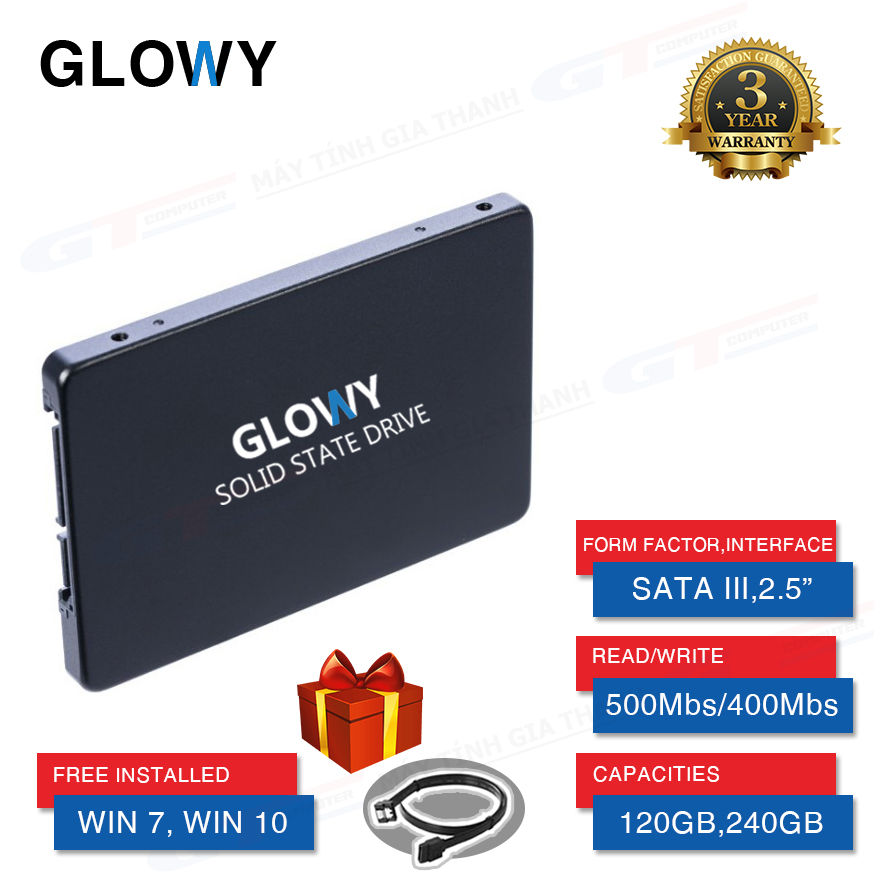 Ổ Cứng SSD Glowy 120GB | 240GB New Chính Hãng Bảo Hành 3 Năm - Tặng Cáp Sata 3 Tốc Độ Cao