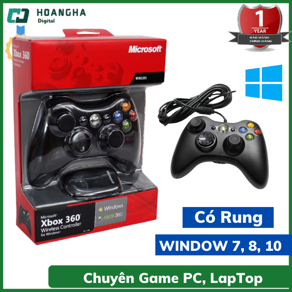 Tay Cầm Chơi Game 4 Nút Xbox 360 Chính Hãng  Microsoft, Hỗ trợ tất cả các thiết bị Android , PC ,Laptop , Android TV Box, Xbox, Chiến Mọi Tựa Game - Giành Cho Mọi Lứa Tuổi - Bảo Hành 12 Tháng - Lỗi 1 Đổi 1