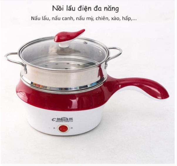 NỒI LẨU ĐIỆN ĐA NĂNG SIÊU TIẾT KIỆM ĐIỆN - THIẾT KẾ 2 TẦNG , CHỐNG DÍNH CHIÊN XÀO HẤP , BẾP NƯỚNG ..- TAY CẦM CHỐNG NÓNG - BẢO HÀNH 1 ĐỔI 1