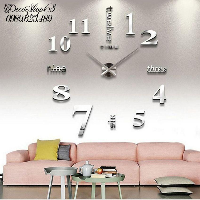 Đồng hồ trang trí treo tường - gắn tường sáng tạo kích thước lớn 3D DH01-B Decoshop68 giá tốt