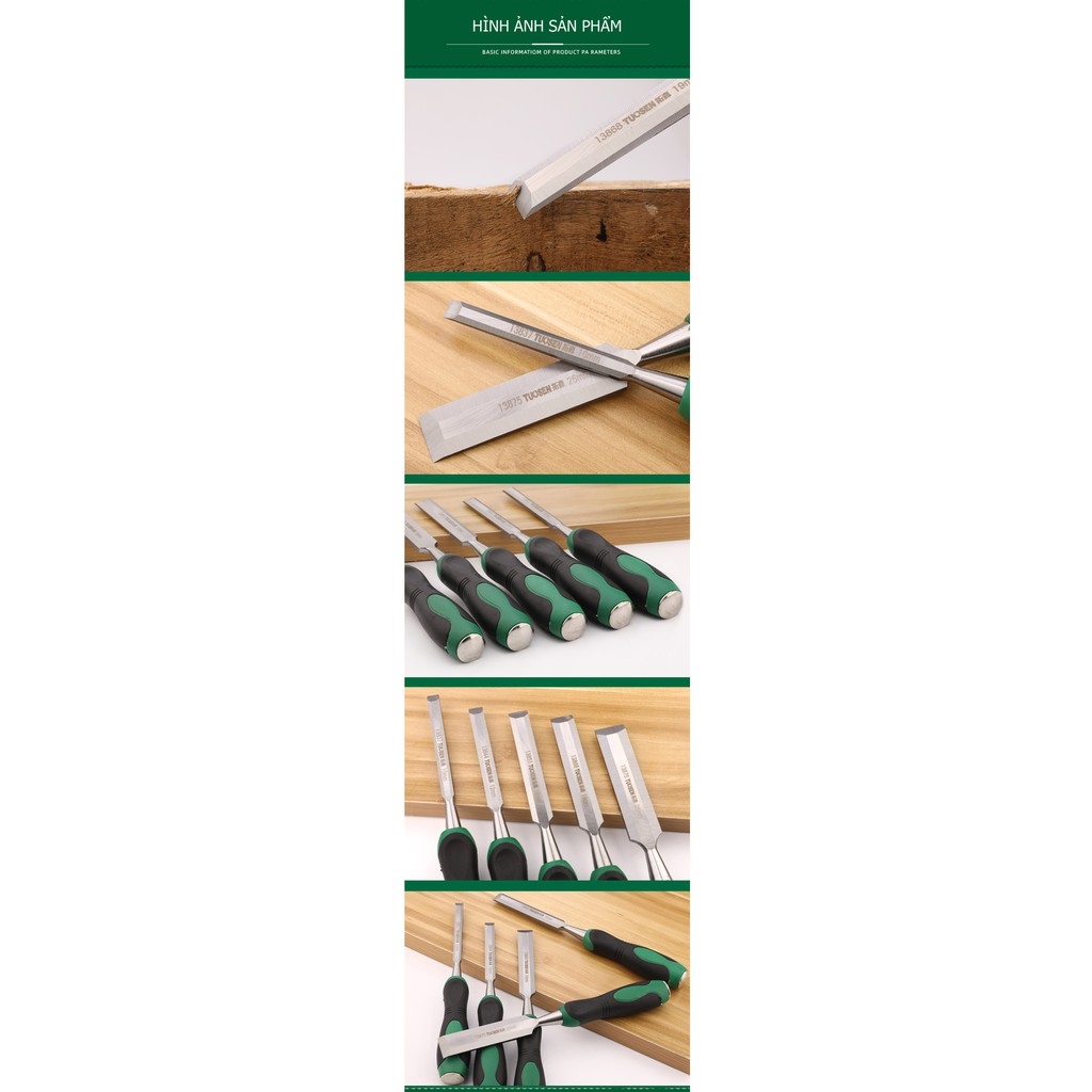 Hot-selling household goods Bộ 5 chiếc Đục gỗ bằng tay Dụng cụ đục gỗ cho thợ mộc bằng thép carbon - Chính hãng Tuosen