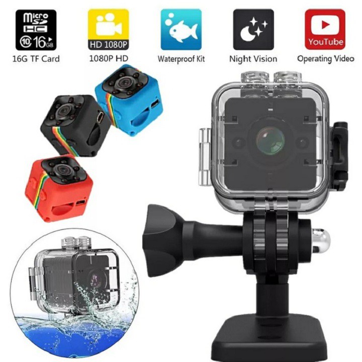 Camera hành trình mini SQ12 chống nước 30m Full HD quay đêm. Camera hành trình mini hồng ngoại chống nước SQ12 Full HD 1920 x 1080. SkynetComputer.