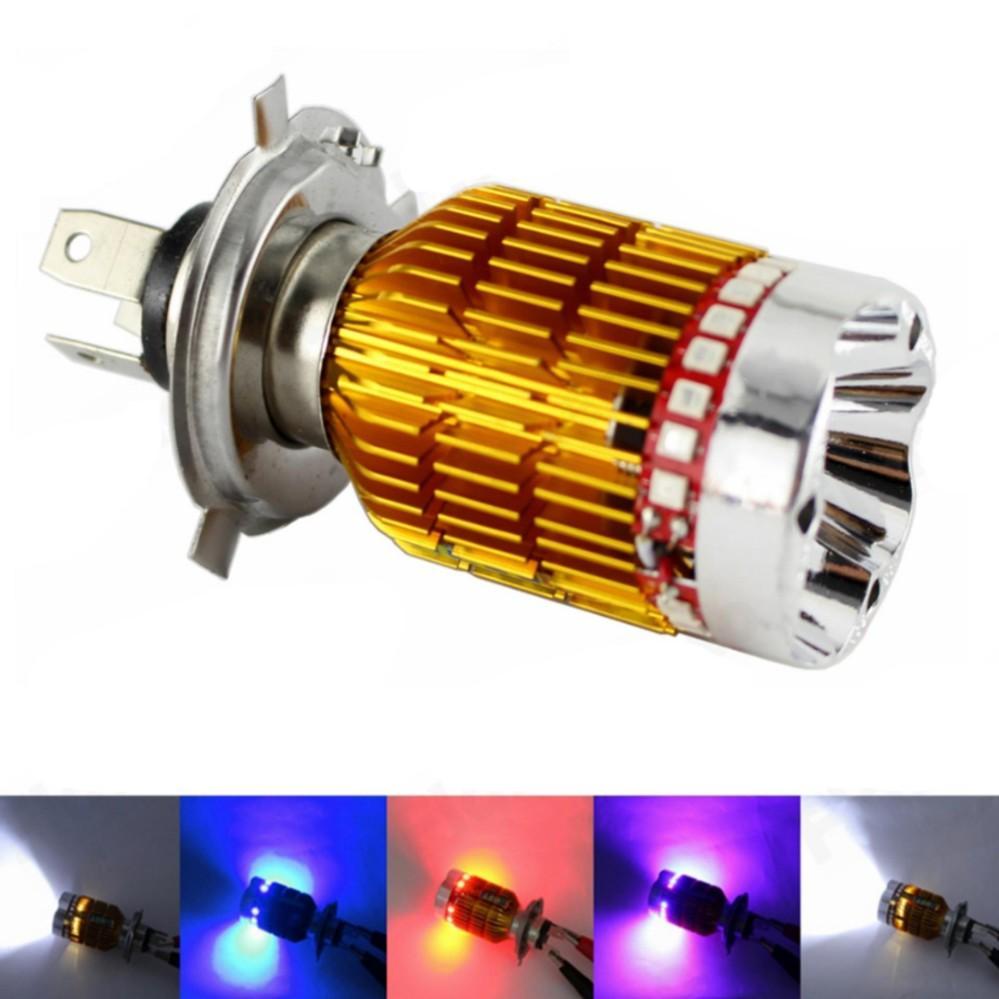 Đèn pha led H4 3 chân 7 màu gắn xe máy cực hot