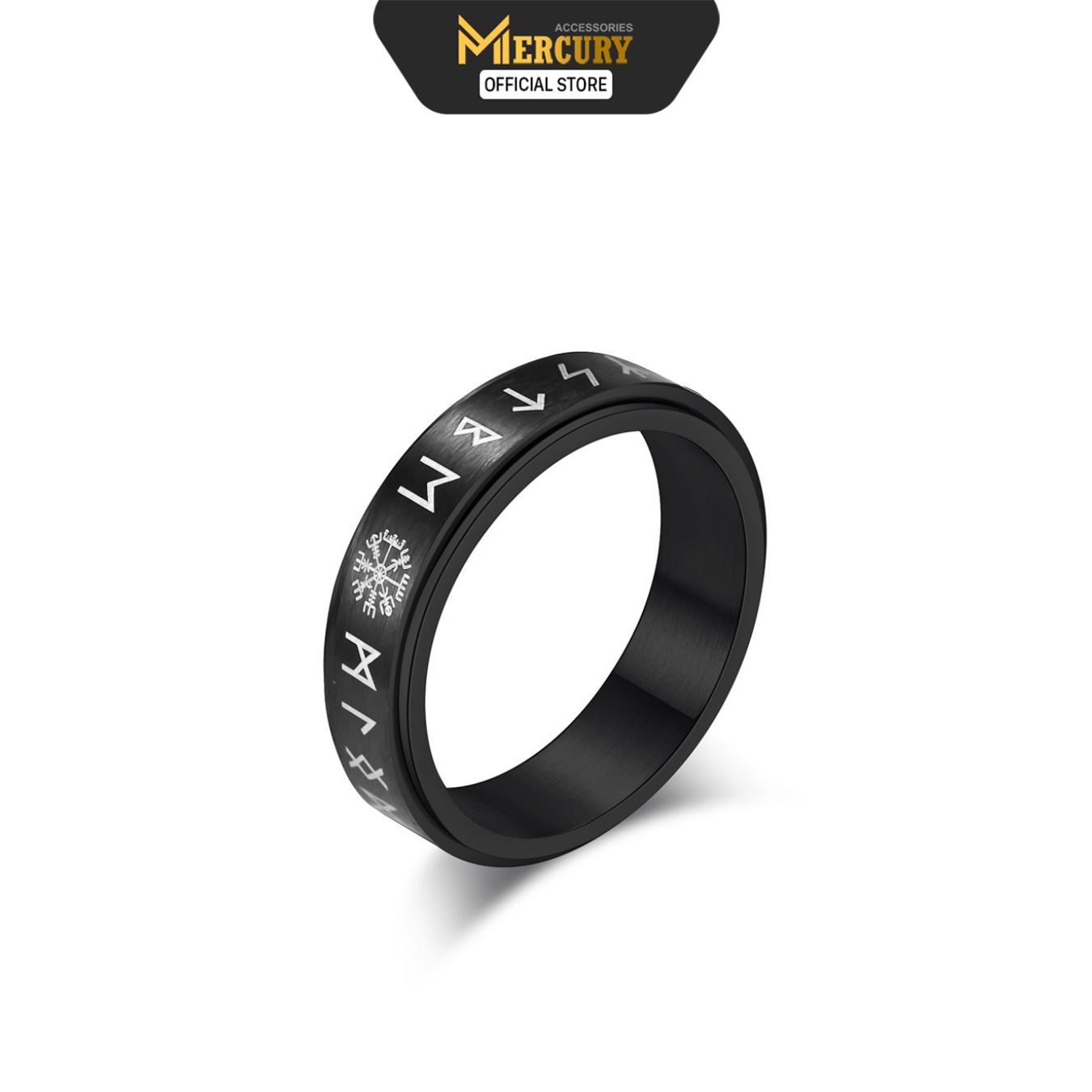 Nhẫn thời trang nam Titan vĩnh cửu cao cấp Mercury Rune Xoay V4
