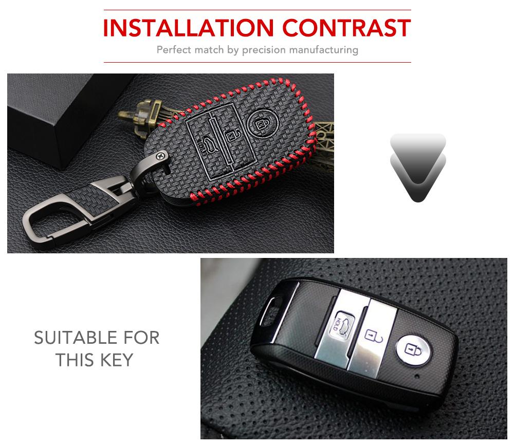 Bao da chìa khóa vân Sợi Carbon cao cấp cho xe ôtô KIA K3, CERATO, RIO, K5, Sportage, Sorento