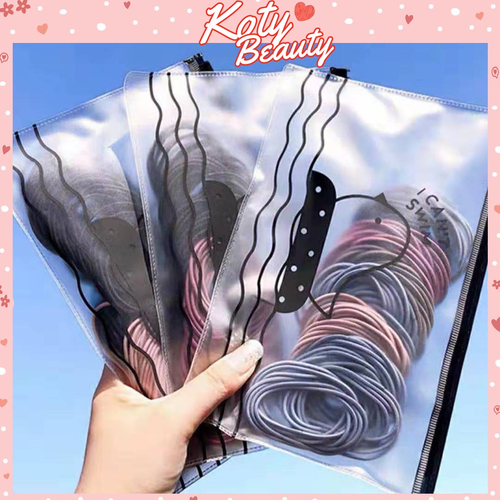 Set 100 dây cột tóc cao su co dãn dễ thương cho nữ CT1