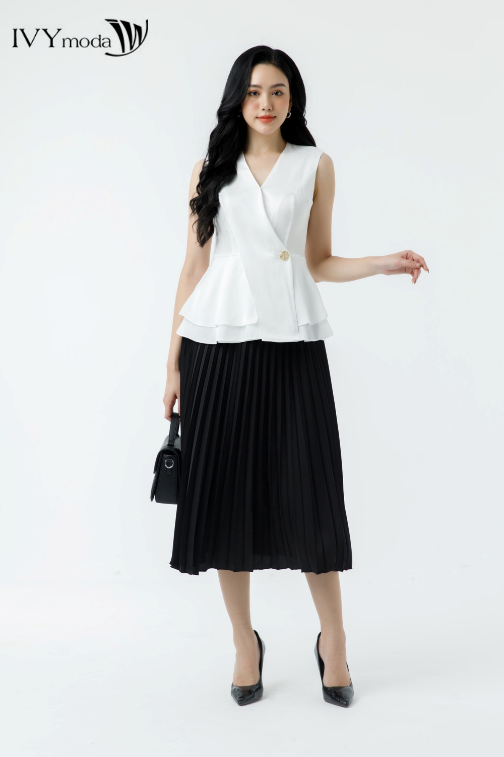 Áo peplum cài khuy eo ivy moda ms 15m7318