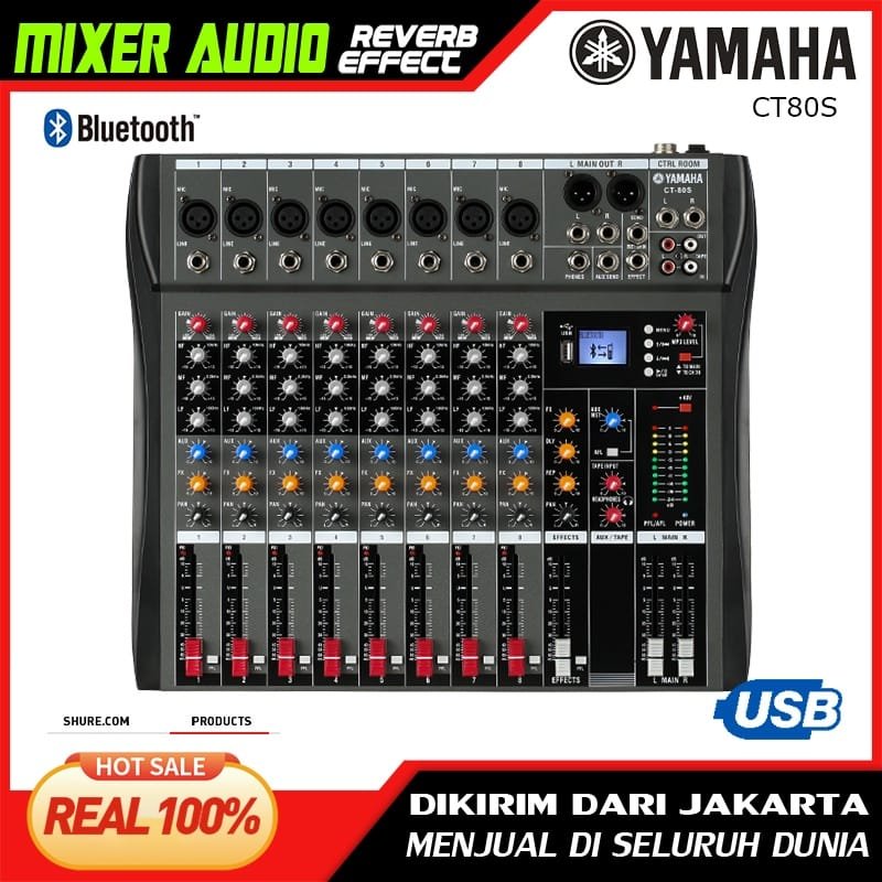 Bàn mixer yamaha karaoke ct80s - nghe nhạc - cổng usb bluetooth - 8 line, tích hợp bộ effect alesis cho echo/ reverb cực hay, 100 hiệu ứng ca mềm mại,tiếng sáng, chất âm cho ra thực, chuyên dùng karaoke lưu động/ gia đình