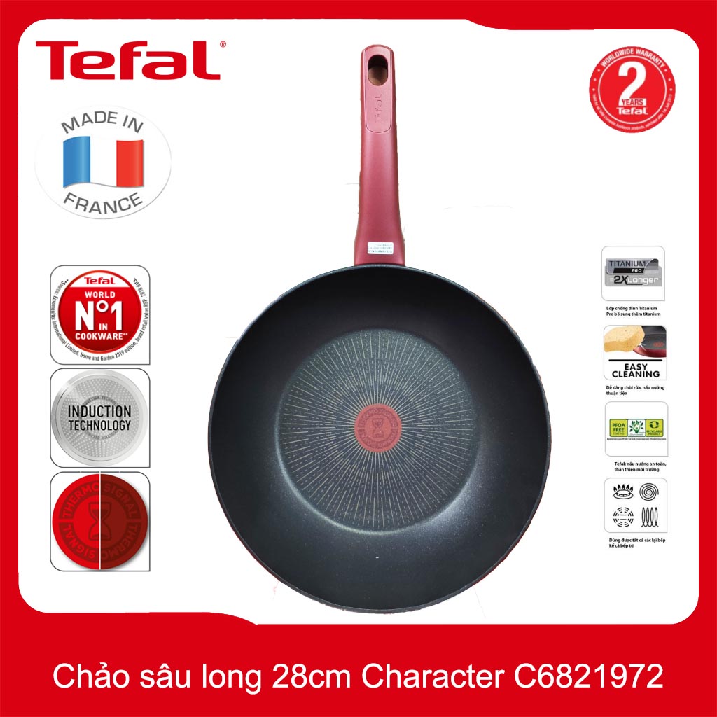 Chảo sâu lòng chống dính đáy từ Tefal Thermo Funsion Plus C68219722 đường kính 28cm - Made in France