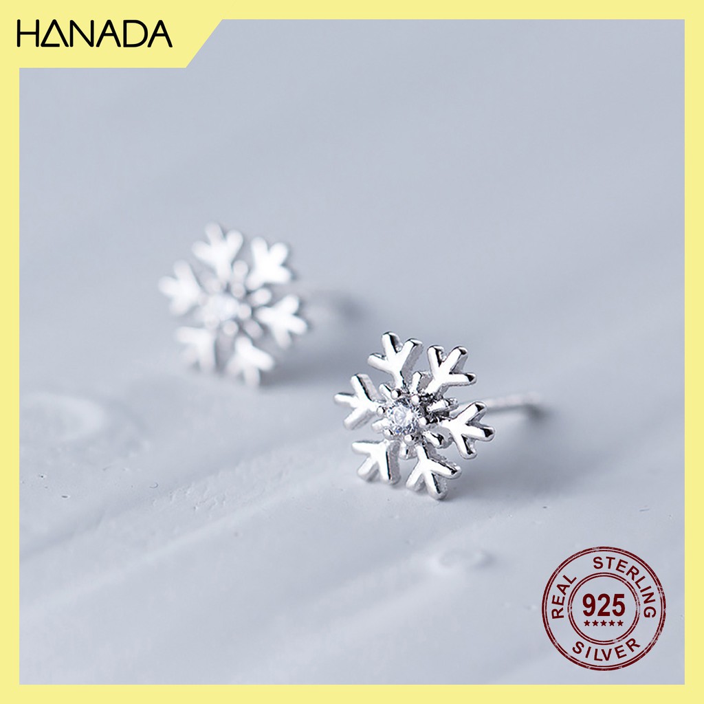 [HCM] Bông Tai Bạc Hanada Hoa Tuyết E10 13