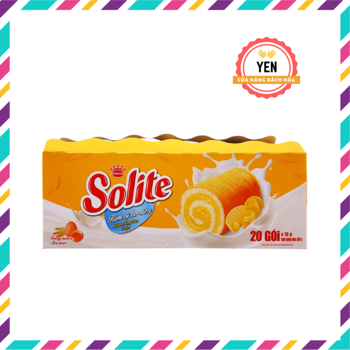 Bánh bông lan cuộn Solite vị bơ sữa ngon hảo hạng loại 360g