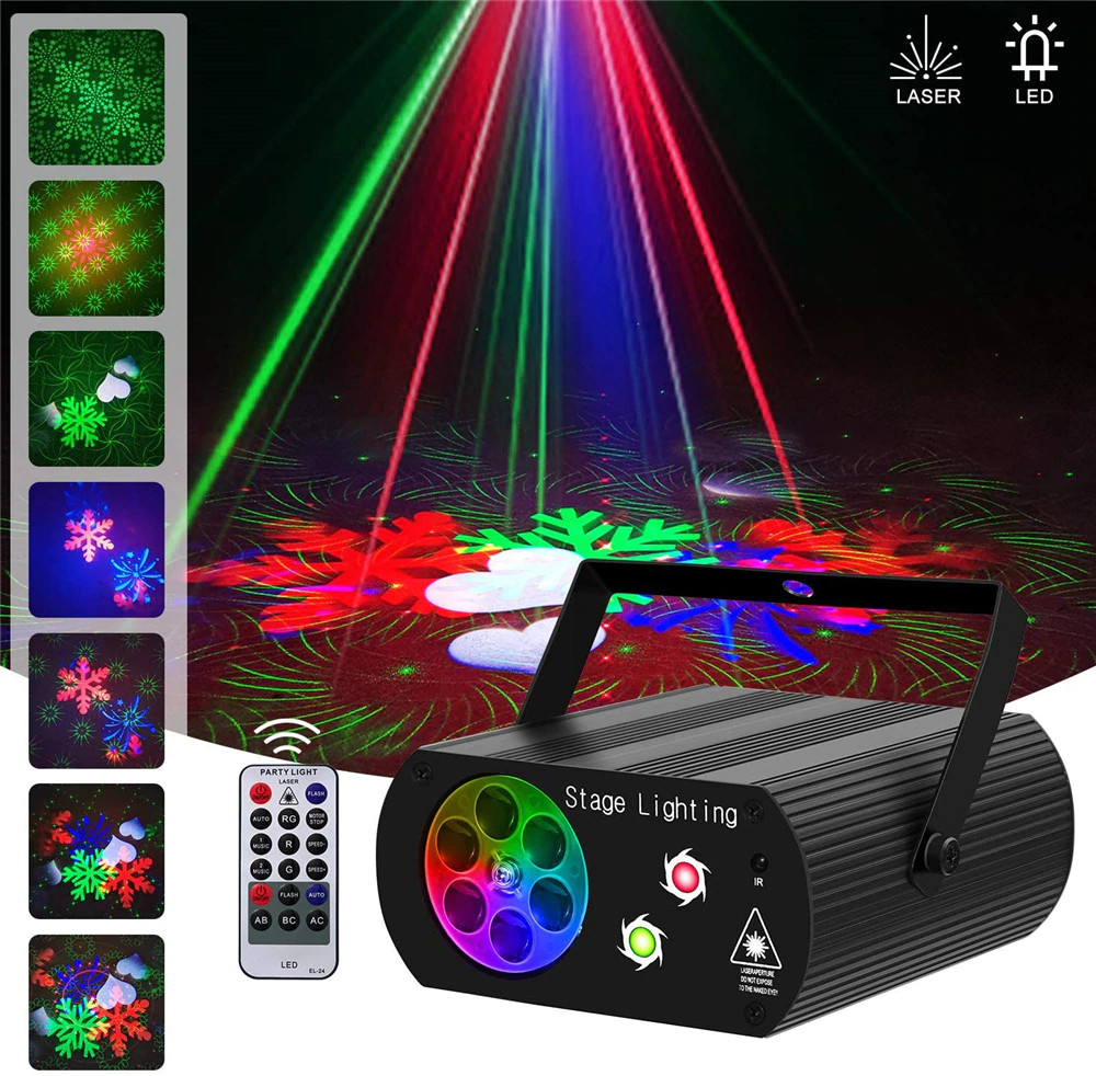 Đèn laser sân khấu 6 mắt cảm biến theo nhac, Đèn led ánh sáng laze