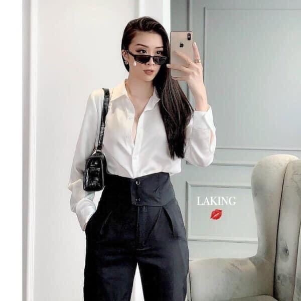 Áo sơ mi trắng trơn, nhiều màu trơn hàng thiết kế cao cấp vải lụa satin