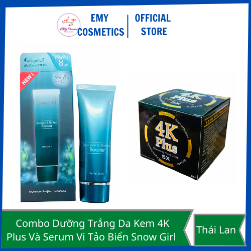 [HCM]Combo Dưỡng Trắng Căng Bóng Mịn Da Kem 4K Plus 5X Mẫu Mới Và Tuýp Serum Tảo Biển Snow Girl Thái Lan