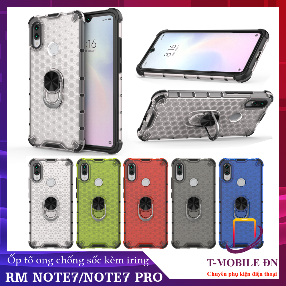 Ốp lưng Xiaomi Redmi Note 7 Note 7 Pro chống sốc họa tiết tổ ong kèm nhẫn iring làm giá đỡ chống xem video