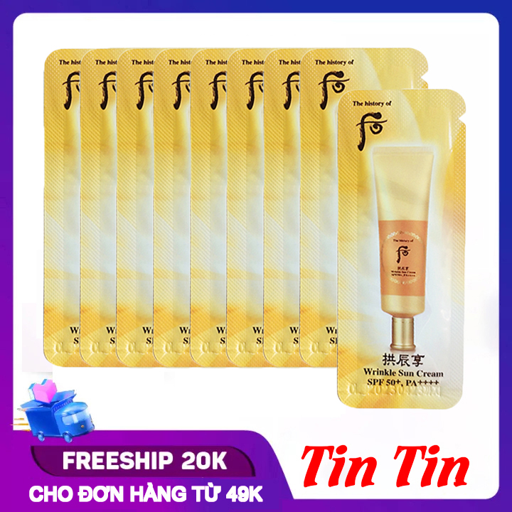 Combo 40 Gói Sample Kem Chống Nắng Cải Thiện Nếp Nhăn Whoo Jin Hae Yoon Wrinkle Sun Cream SPF50+/PA+++ 1ml x 40