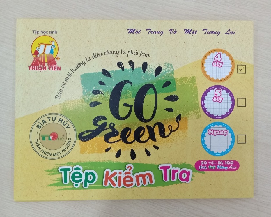 Tệp giấy kiểm tra Thuận Tiến Go Green 4 ô ly- giấy dày 100