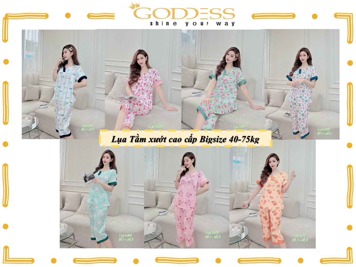 Bộ đồ Pijama nữ Lụa Tằm xướt 💖 Đồ ngủ lửng Bigsize 40-75kg Lụa cao cấp mềm mịn mát lịm