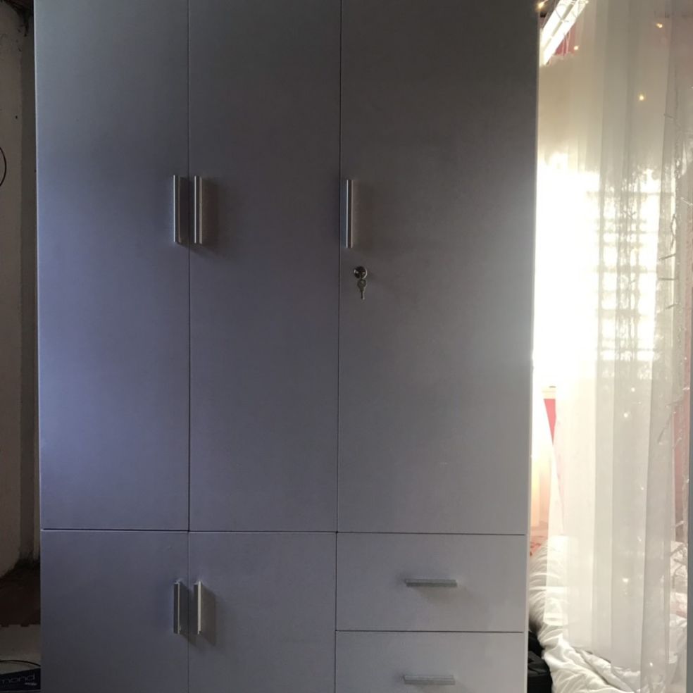 tủ 3 cánh trắng 1m7x1m05x42cm, tủ nhựa đài loan, tủ quần áo người lớn, tủ nhựa, tủ đựng quần áo