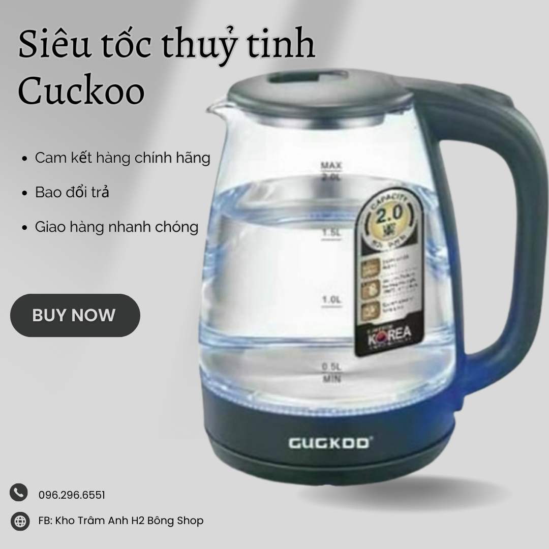 Ấm siêu tốc thủy tinh cuckoo - bình siêu tốc 2.0l_ mẫu đẹp