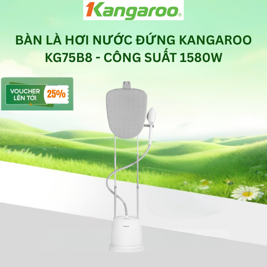 Bàn là hơi nước đứng Kangaroo KG75B8 - Công suất 1580W - Dung tích 1,4 Lít - 5 chế độ - Hàng chính hãng