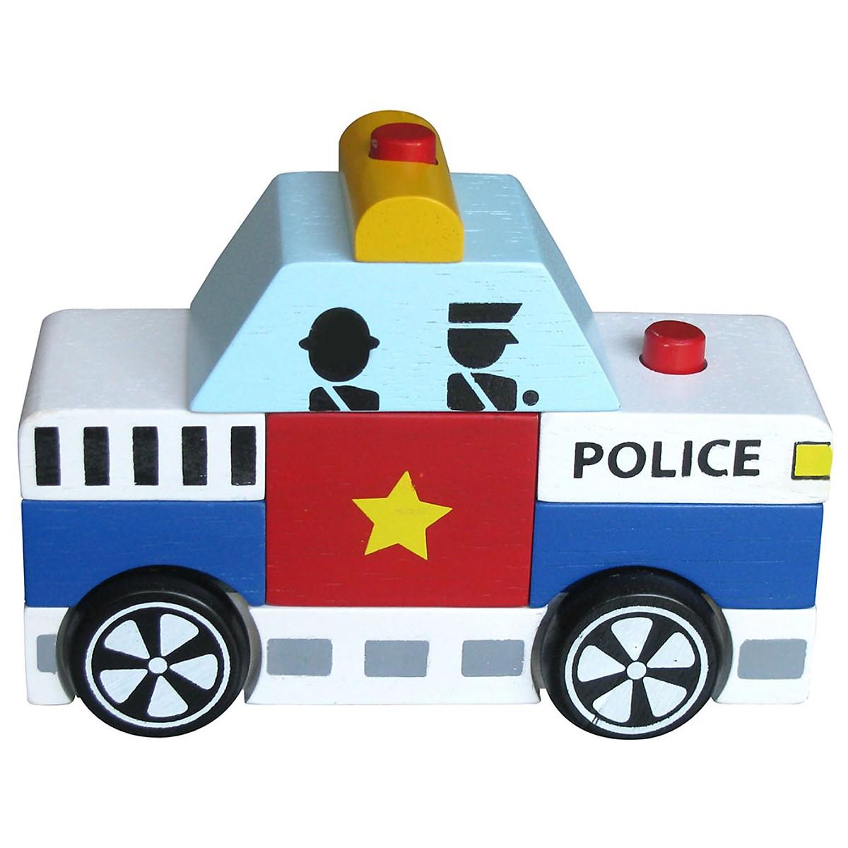 Đồ chơi gỗ winwintoys - lắp ráp mô hình xe cảnh sát 60292