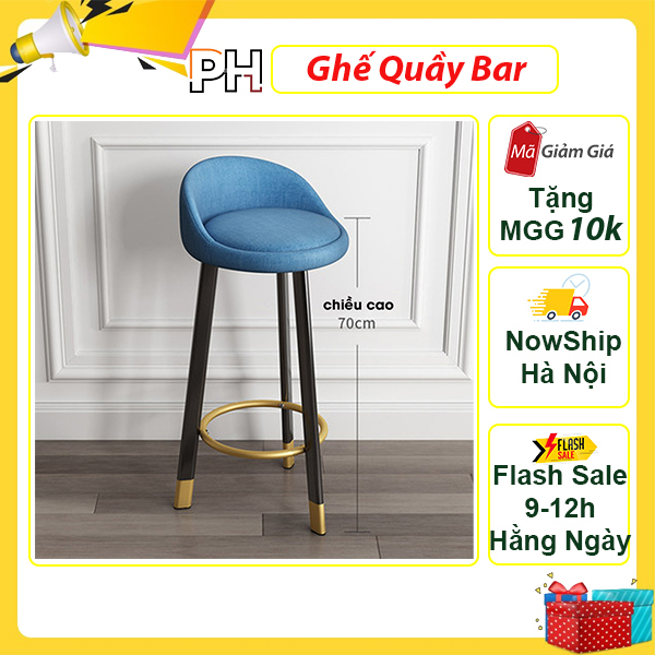 Ghế quầy bar, Ghế cao quầy bar, Ghế xoay quầy bar, Ghế chân gỗ, ghế trang điểm xoay 360 độ cao 70cm phong cách Bắc Âu nhẹ nhàng, sang trọng decor phòng ngủ, bàn trang điểm xinh xắn - Hàng nhập khẩu