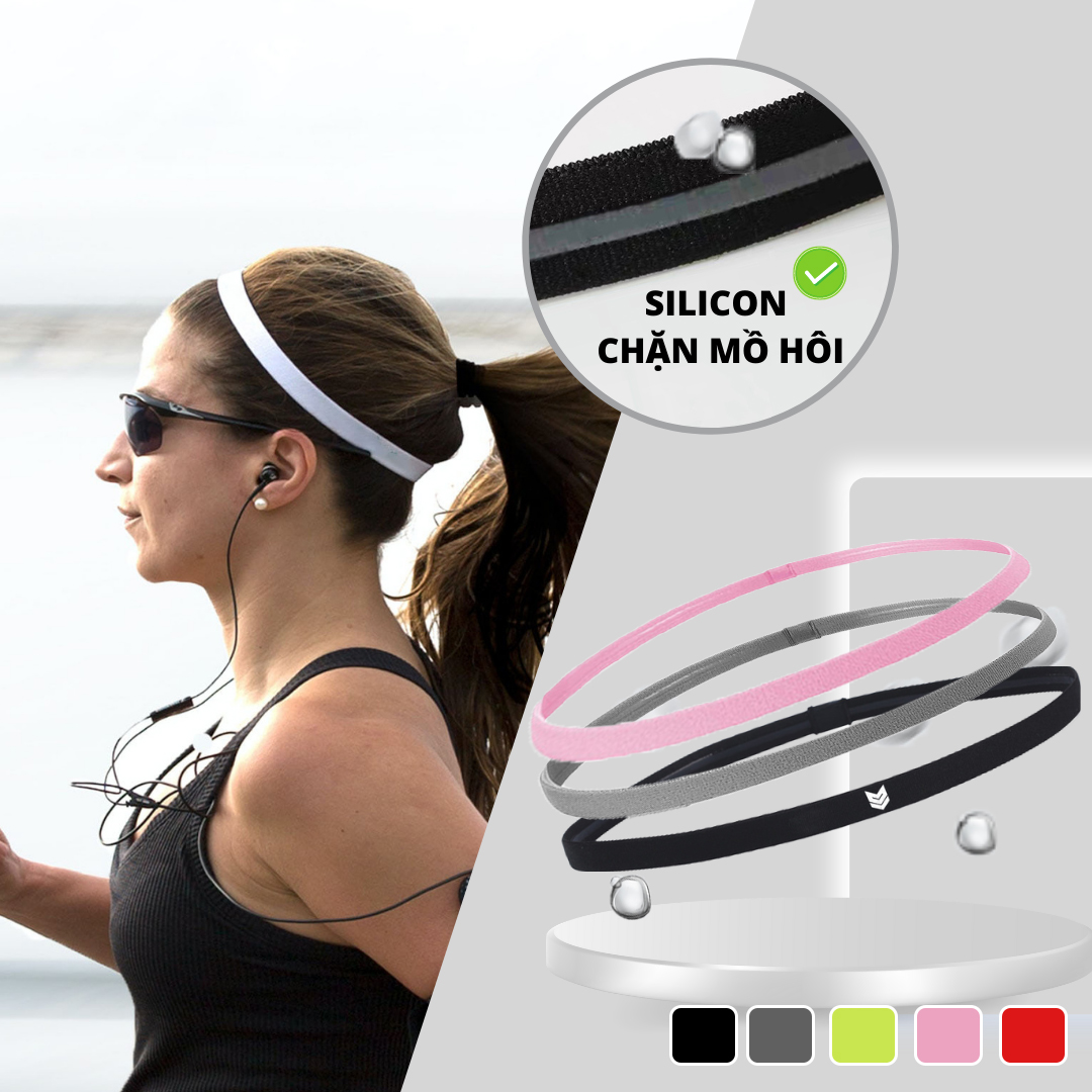 Băng đô thể thao chống trượt, chặn mồ hôi, co giãn headband tập Gym, bóng rổ, bóng đá, chạy bộ, bóng chuyền - 10mm - Redikickk