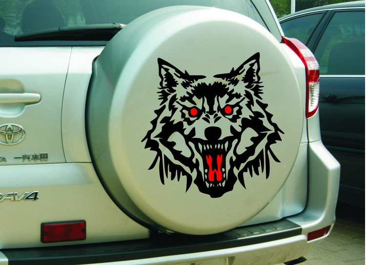 Decal đầu sói trang trí ô tô phong cách mạnh mẽ (MÀU ĐEN)